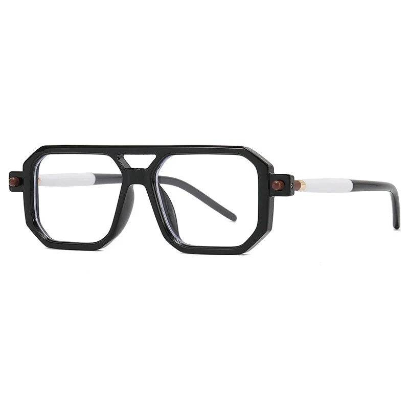 Sunglass Lover unisex square gradient sunglasses with oversized black geometric frames and clear lenses