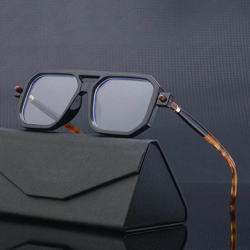 Sunglass Lover unisex square gradient sunglasses with black geometric frames and tortoiseshell temples