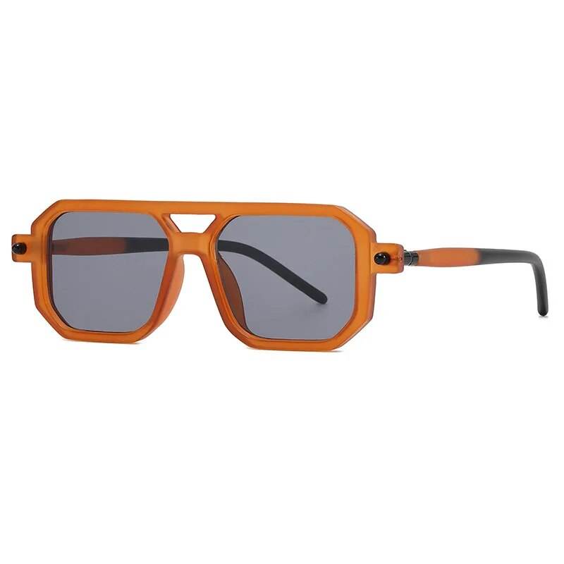 Sunglass Lover unisex square gradient sunglasses with orange translucent geometric frame and gray lenses