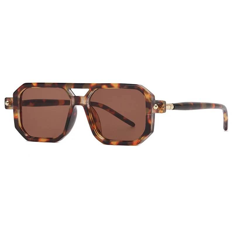 Sunglass Lover tortoiseshell frame eyeglasses with brown lenses and gold hinges unisex square gradient sunglasses