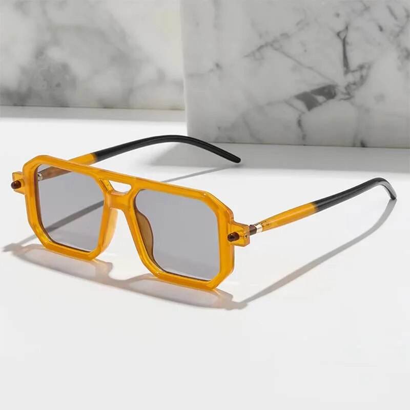 Sunglass Lover unisex square gradient sunglasses amber translucent square frames gray lenses black temples