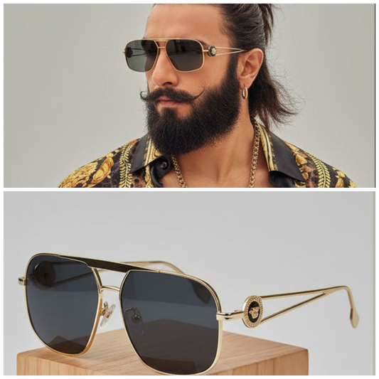 Celebrity-Inspired Oversized Black Metal Sunglasses | UV Protection Lens