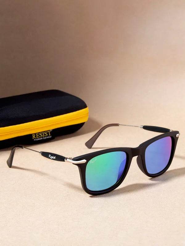 Sunglass Lover aqua green wayfarer sunglasses black matte frame mirrored lenses with zip case