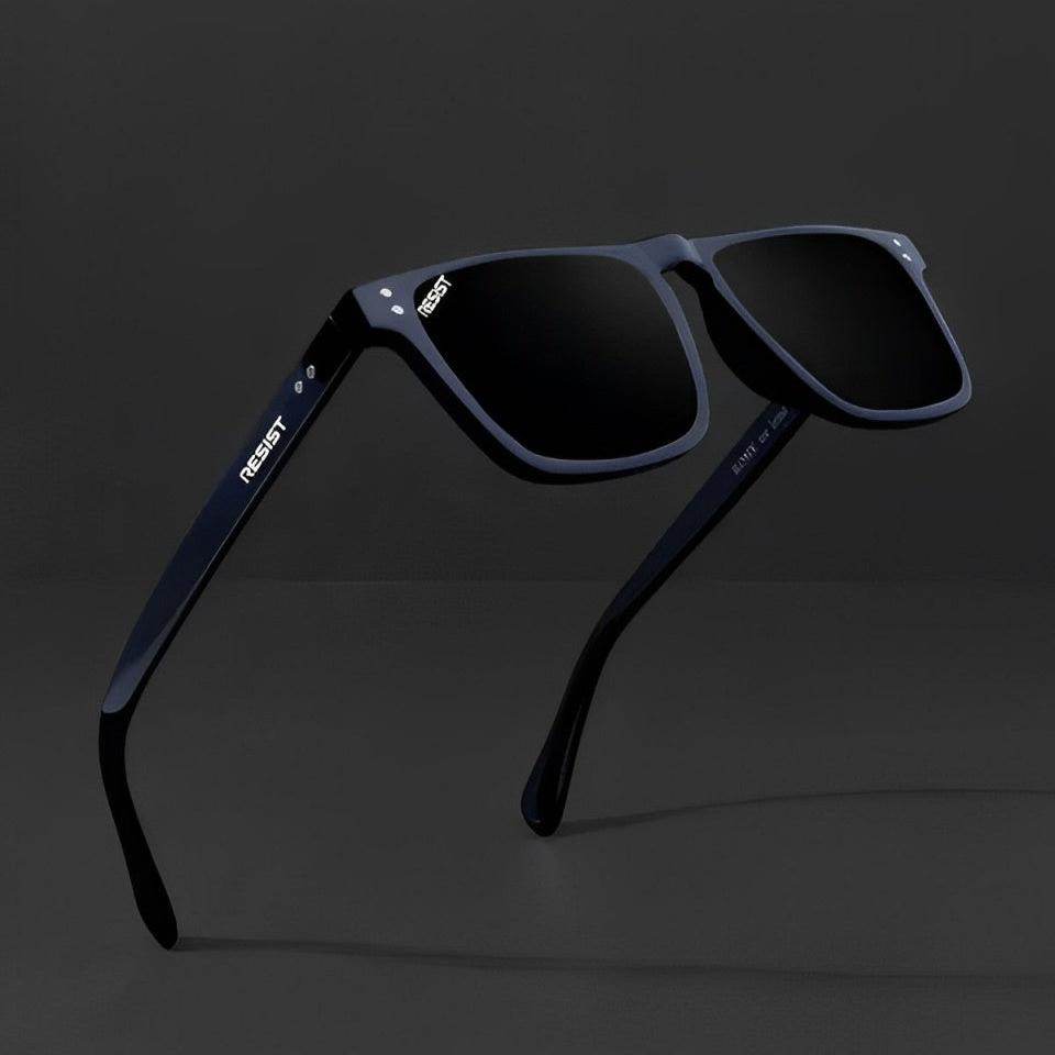 Sunglass Lover black square sunglasses for men in matte black with dark lenses and logo temples