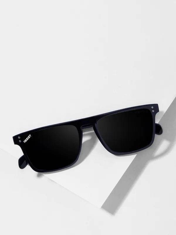 Sunglass Lover black square sunglasses for men with matte black frame and dark lenses on white background