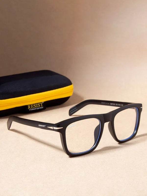 Sunglass Lover Antiblue glasses black rectangular frames blue tint yellow zip case blue light blocking eyeglasses