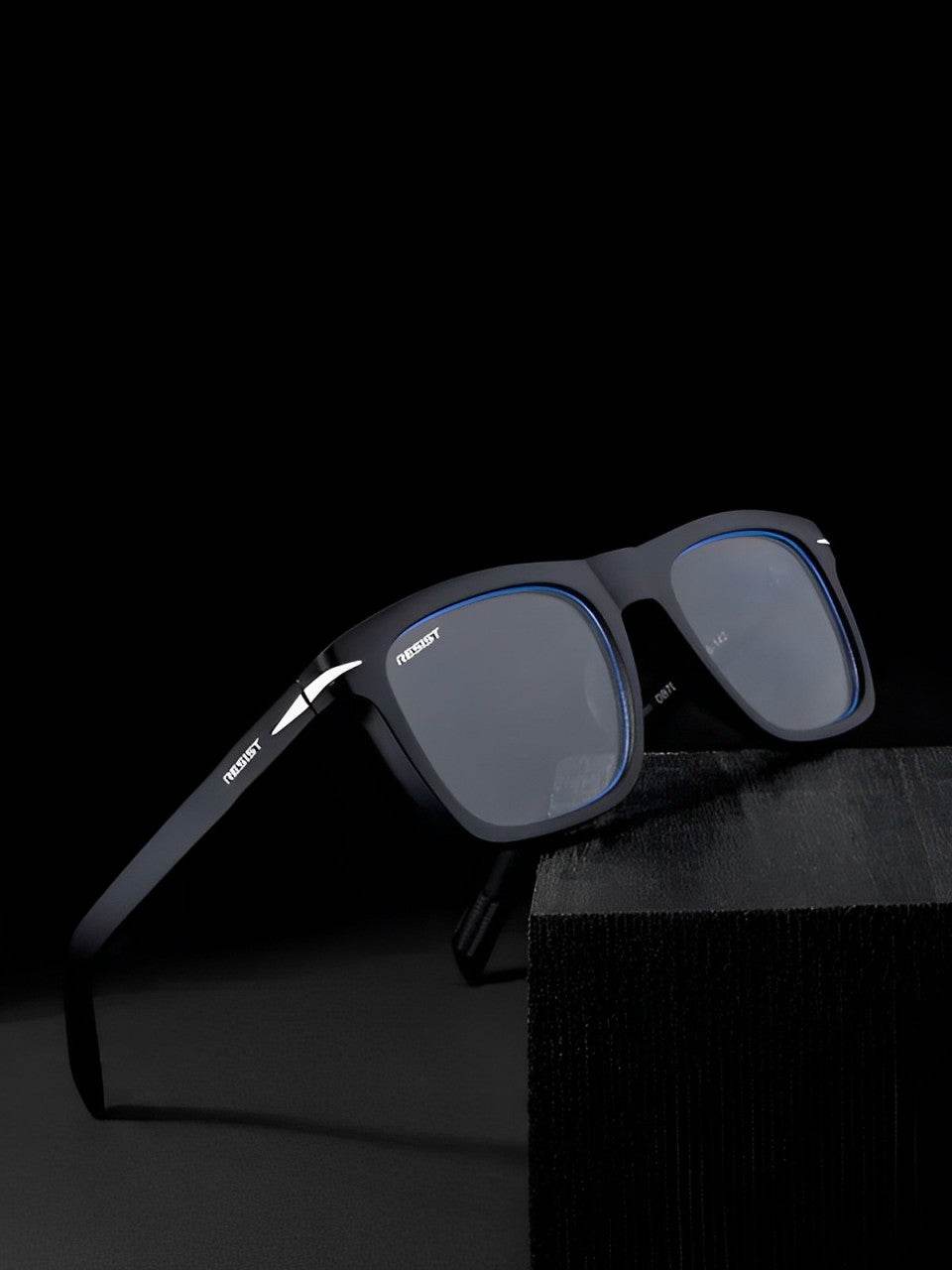 Sunglass Lover Antiblue Eyeglasses matte black rectangular frames with blue inner rim blue light blocking eyeglasses