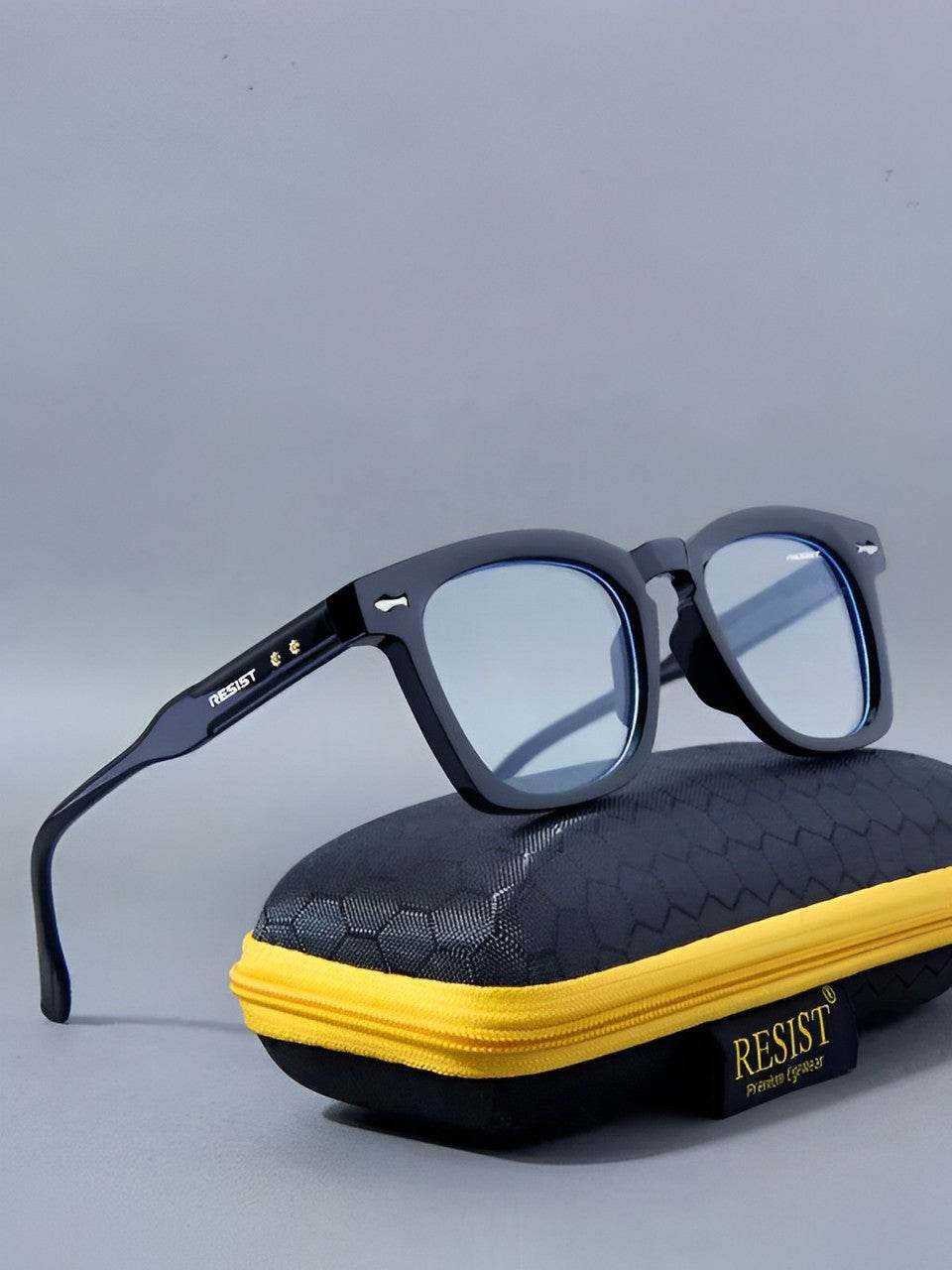 Sunglass Lover Antiblue eyeglasses black wayfarer frames with blue lenses on black case blue light blocking glasses for eye strain