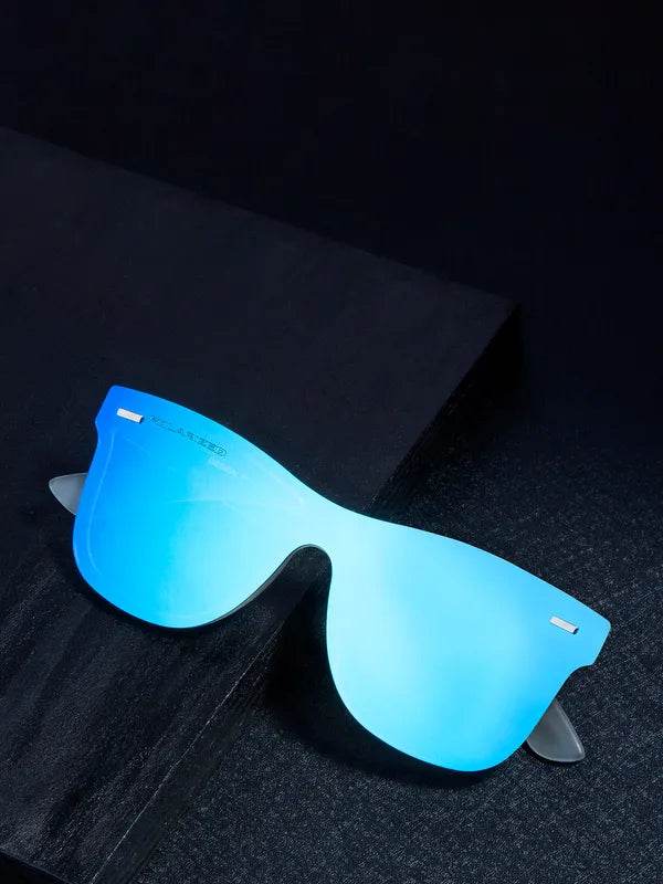 Sunglass Lover rimless blue mirror sunglasses for men with single shield lens and lightweight frame
