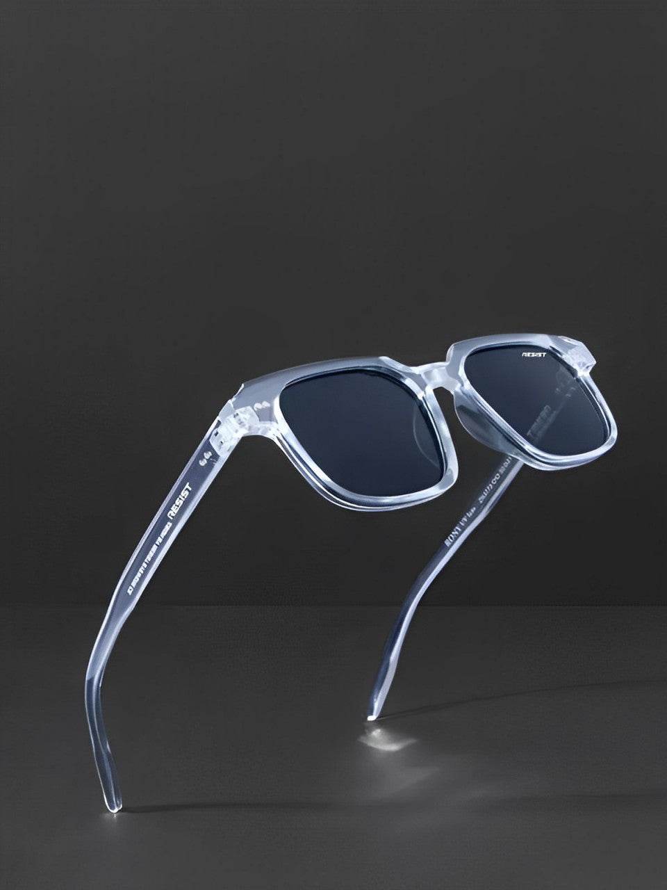 Sunglass Lover square sunglasses with translucent frames and dark lenses clear black glasses for men