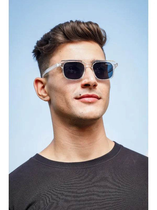 Sunglass Lover square sunglasses with transparent frames and dark lenses clear black glasses for men