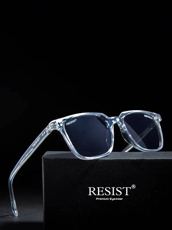 Sunglass Lover clear black wayfarer sunglasses with transparent frame and dark UV lenses on black display box
