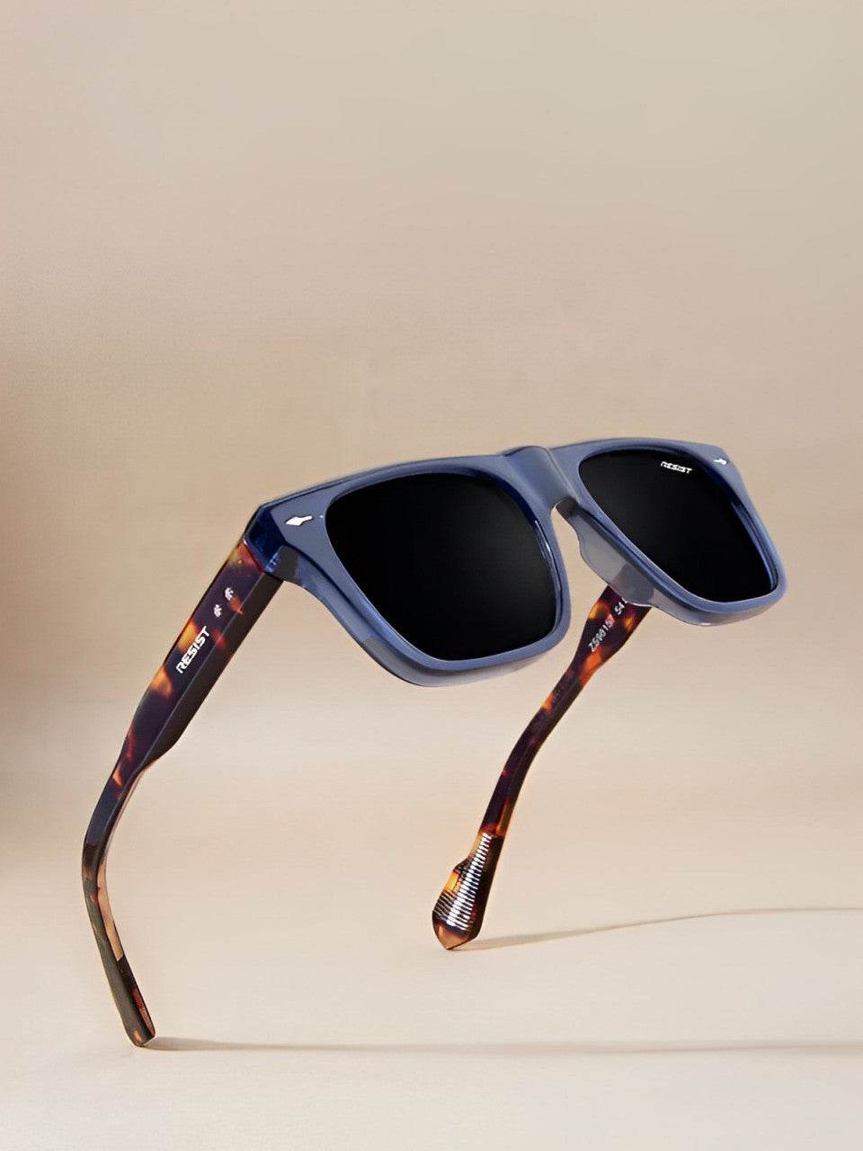 Sunglass Lover crystal blue wayfarer sunglasses square frame with matte blue front and tortoiseshell arms