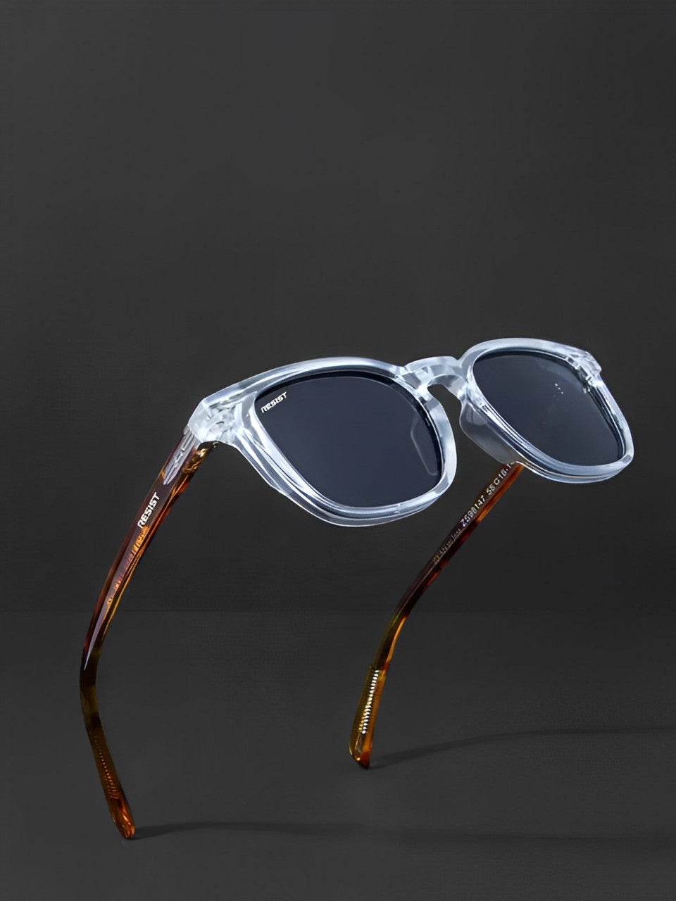 Sunglass Lover Gianna White Tiger Black sunglasses square clear frames with tortoiseshell arms and dark lenses