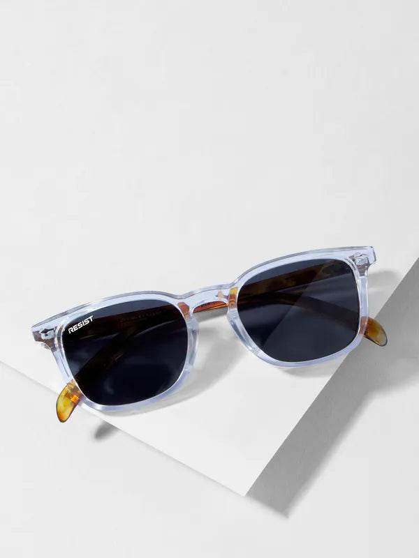 Sunglass Lover Gianna White Tiger Black sunglasses square clear frame with dark lenses and tortoise temple tips