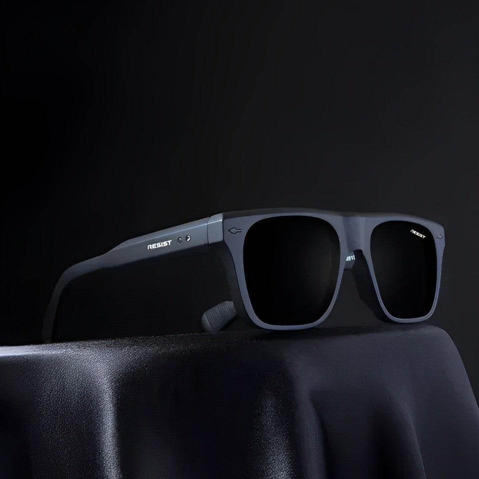 Pioneer Square sunglasses matte black square frame with polarized dark lenses by Sunglass Lover