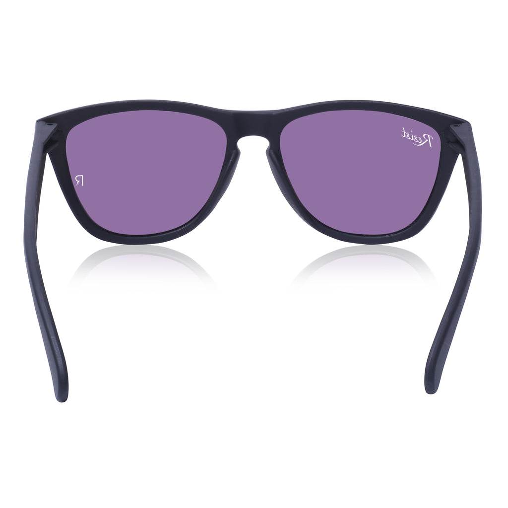 polarized square wayfarer sunglasses by Sunglass Lover navy frame purple lenses front view