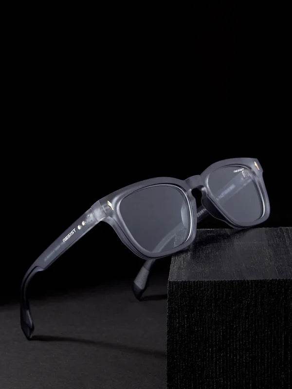 Sunglass Lover Sabestian Grey Wayfarer Eyeglass antiblue eyeglasses translucent grey wayfarer frame on black backdrop