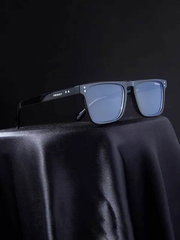 Sunglass Lover antiblue Steven Black eyeglass frames glossy black square design with blue light lenses
