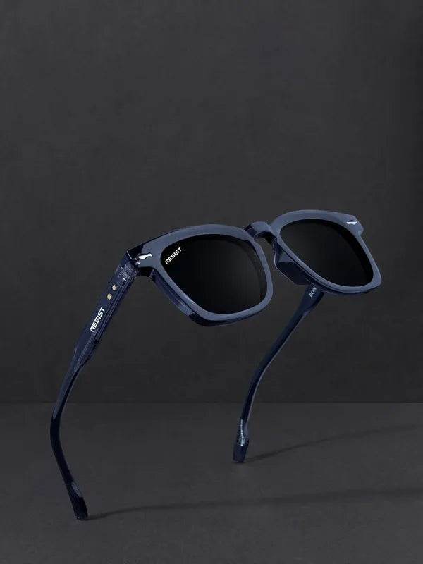 Sunglass Lover square frame storm grey black sunglasses with matte navy finish and UV400 protection