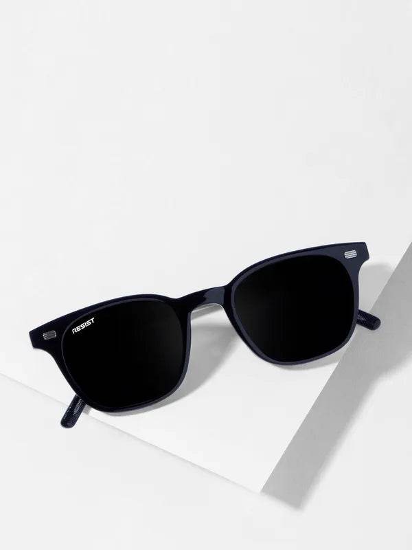 Sunglass Lover black frame UV protected square sunglasses with dark lenses on white background