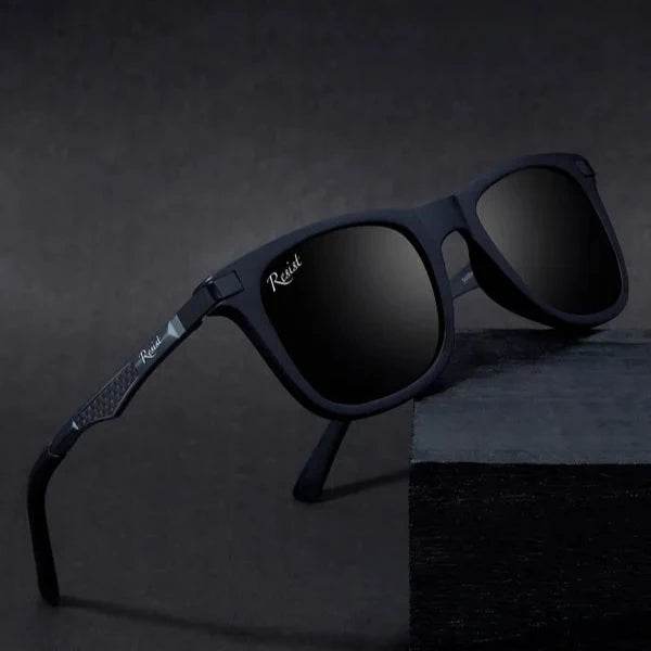 Sunglass Lover black matte wayfarer sunglasses for men with polarized dark lenses and textured temples