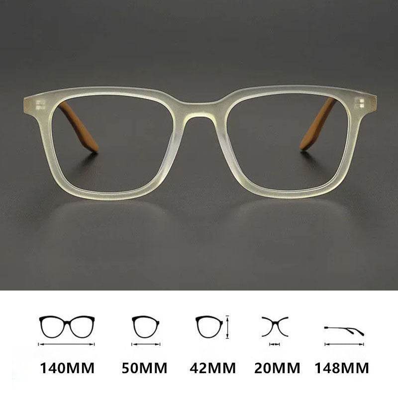 Sunglass Lover yellow clear eyeglass frames translucent square acetate glasses with brown temples