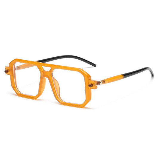Sunglass Lover orange geometric square eyeglasses with black temples trendy square eyeglass frames for modern style