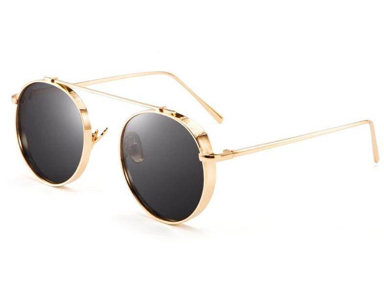 Sunglass Lover Jawan inspired sunglasses gold round frame with black lenses and double bridge