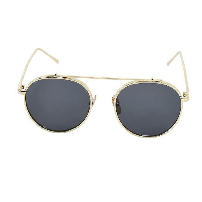 Sunglass Lover gold metal aviator sunglasses with round dark lenses and double bridge Jawan inspired sunglasses
