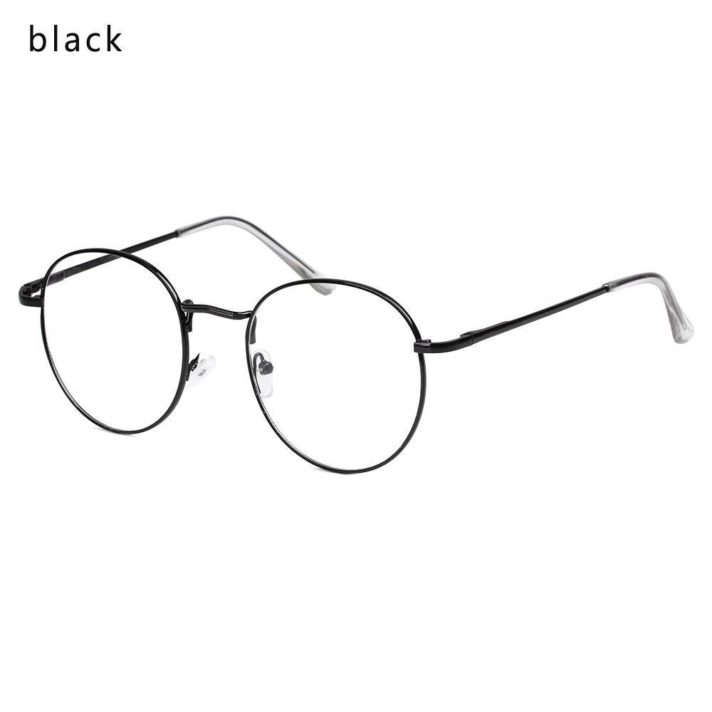 Sunglass Lover COM black round metal frame reading glasses with adjustable nose pads and thin temple arms