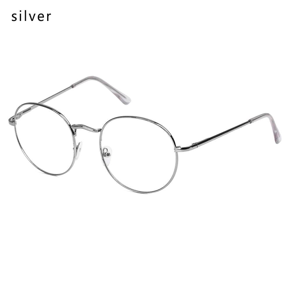 Sunglass Lover COM silver round metal frame reading glasses with thin wire rims and adjustable nose pads