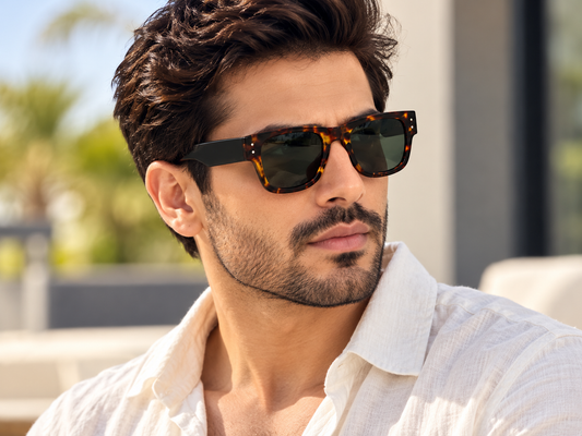 Men’s Tortoiseshell Wayfarer Sunglasses – G-15 Lens