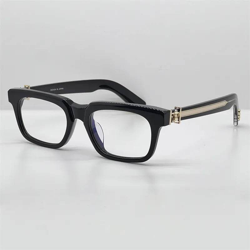 Sunglass Lover rectangle eyeglasses black frames with gold accents retro blue light blocking glasses for screen use