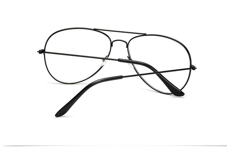 Sunglass Lover black aviator metal frames with clear lenses and slim temples aviation metal frame eyeglasses