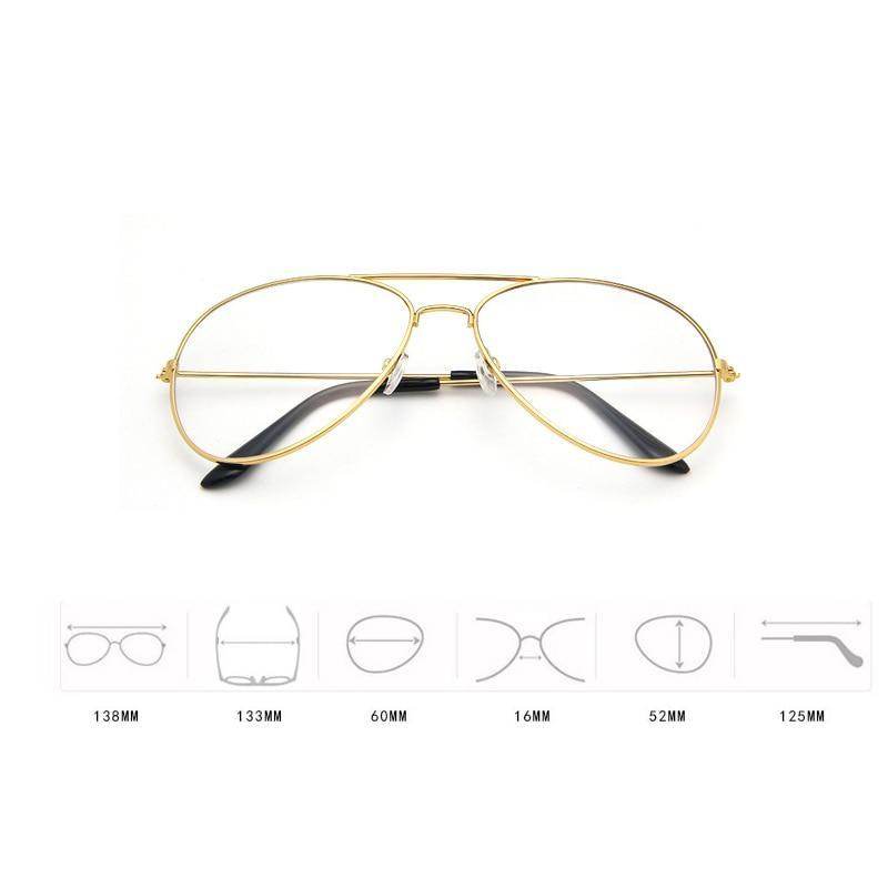 Sunglass Lover gold aviator eyeglasses with double bridge black temple tips and clear lenses aviation metal frame eyeglasses