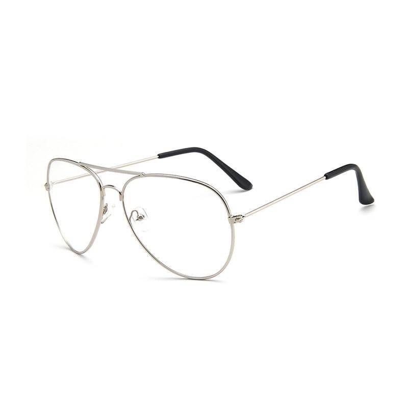 Sunglass Lover aviation metal frame eyeglasses silver thin aviator frames with black temple tips and nose pads