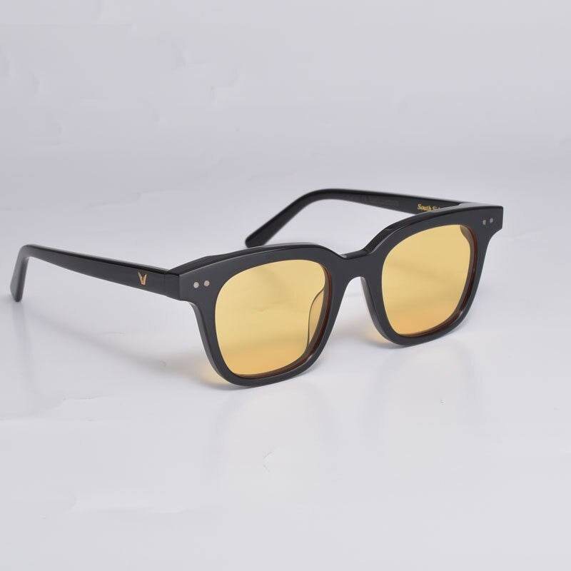 Sunglass Lover black frame fashion rectangle sunglasses for women amber lenses classic style