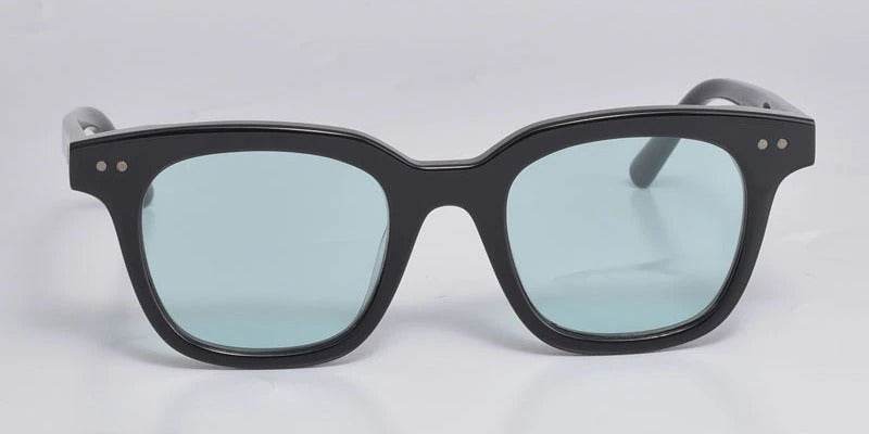 Sunglass Lover black frame fashion rectangle sunglasses for women with light blue lenses