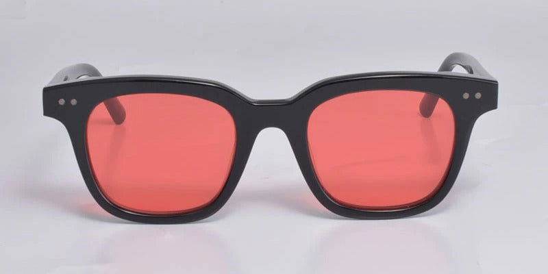 Sunglass Lover black frame with rose red lenses fashion rectangle sunglasses for women