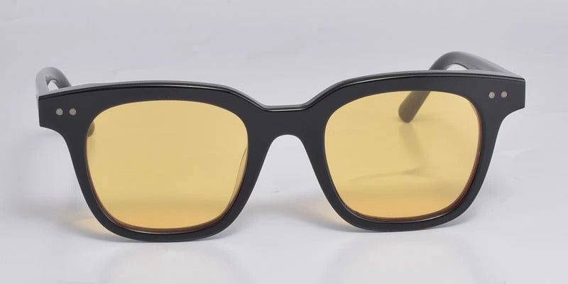 Sunglass Lover black acetate frame with amber lenses fashion rectangle sunglasses for women