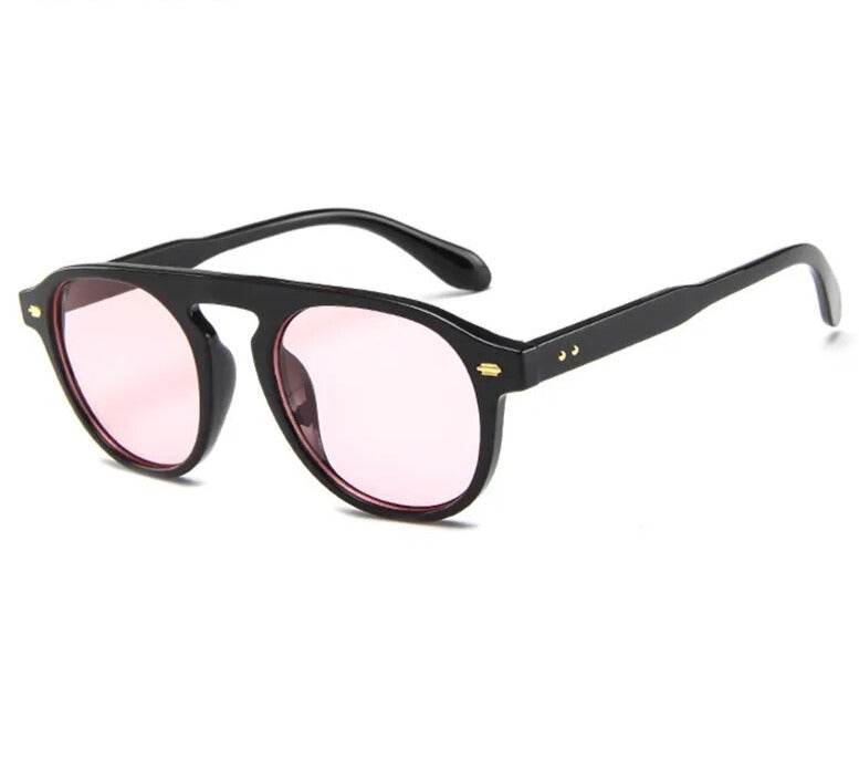 Sunglass Lover black frame oval sunglasses with pink lenses retro oval vintage sunglasses for style