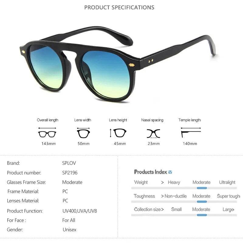 Sunglass Lover black frame retro oval vintage sunglasses with blue green gradient lenses and keyhole bridge