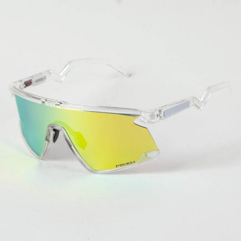 Sunglass Lover clear frame shield sports sunglasses with mirrored green yellow lens cycling sunglasses for men