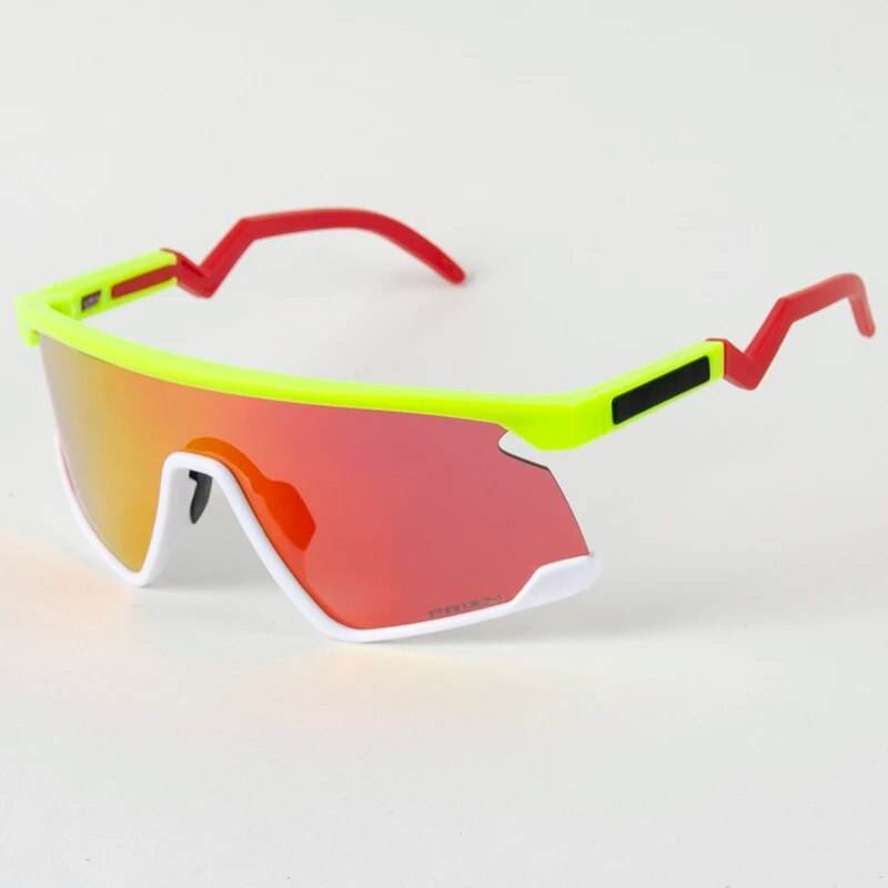 Sunglass Lover neon yellow and red shield sports sunglasses with red mirrored lens cycling sunglasses for men
