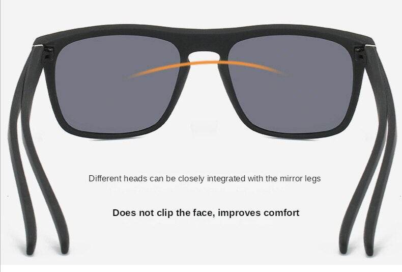 Sunglass Lover black rectangular sports polarized sunglasses with gray lenses and flexible temple arms