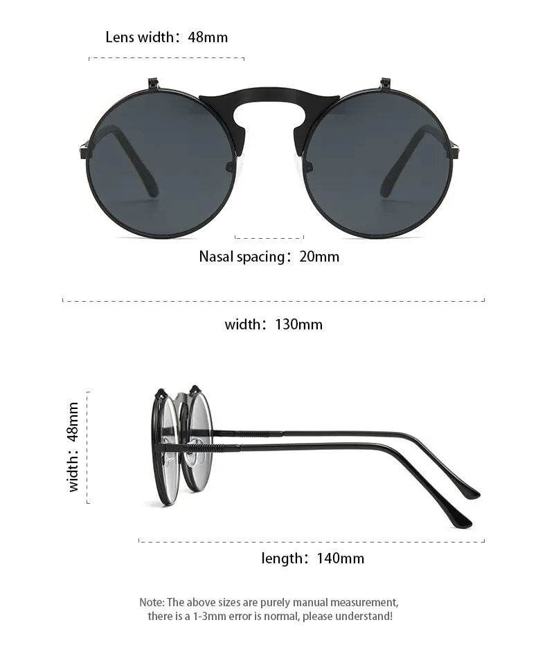 Sunglass Lover round flip up sunglasses for men black round 48mm lenses with size labels