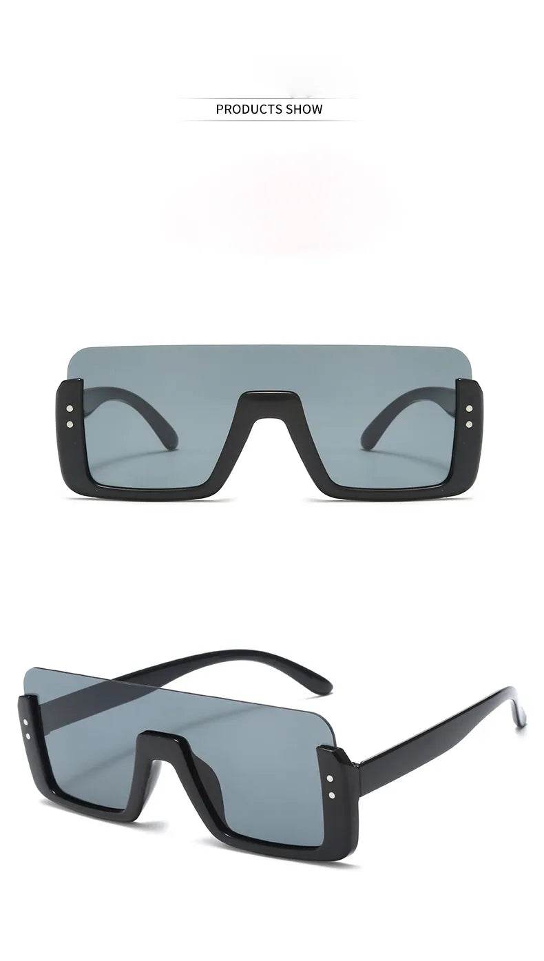 Sunglass Lover Allu Arjun inspired sunglasses oversized black square shield frame with gray blue lenses