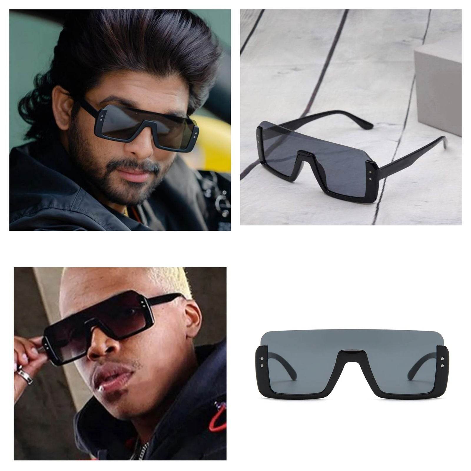 Sunglass Lover Allu Arjun inspired sunglasses black oversized shield frame with smoked lenses for streetwear