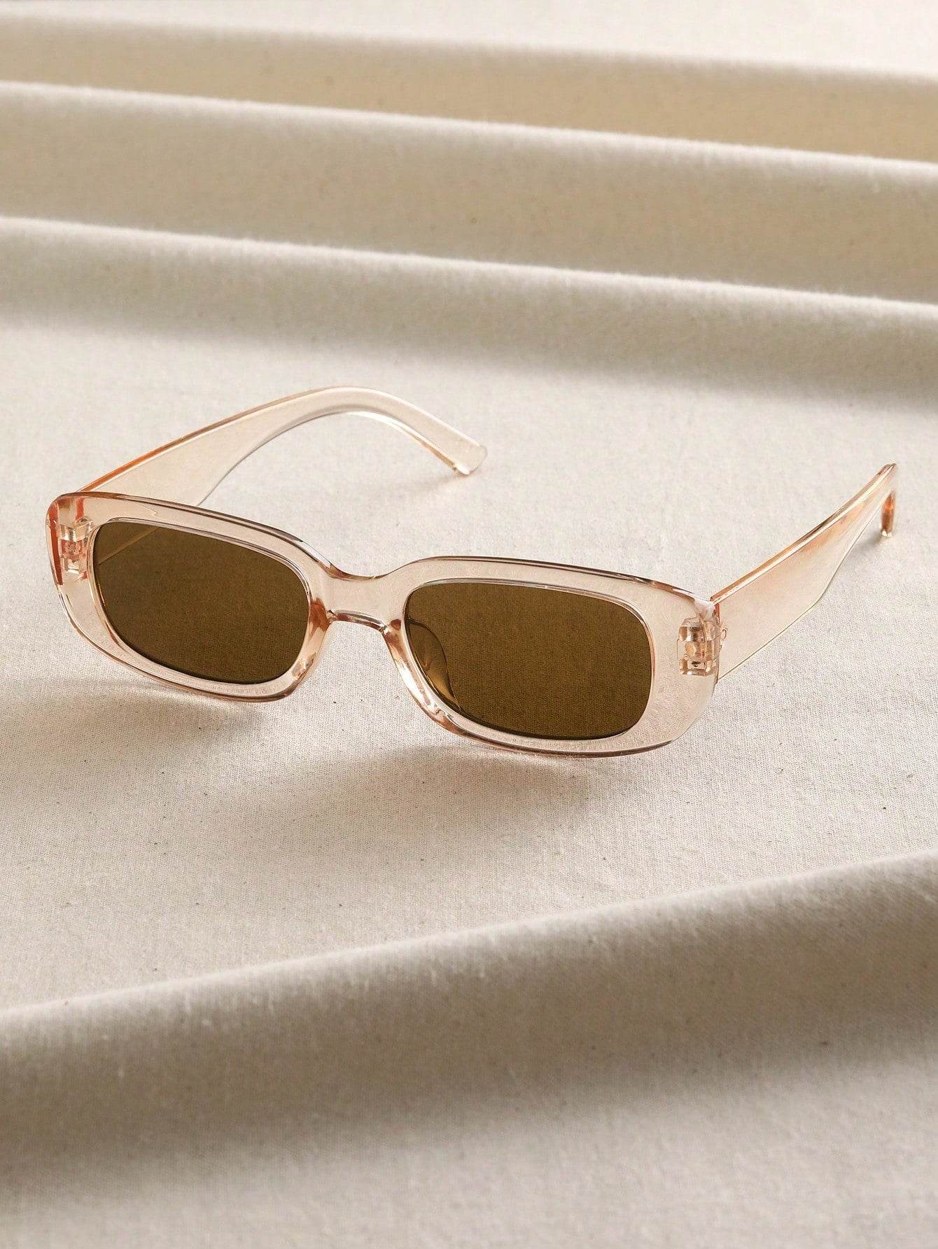 Sunglass Lover translucent peach frame small rectangle sunglasses with brown lenses for everyday wear